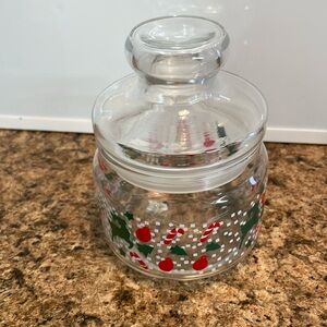 Vintage Christmas glass‎ candy jar with lid